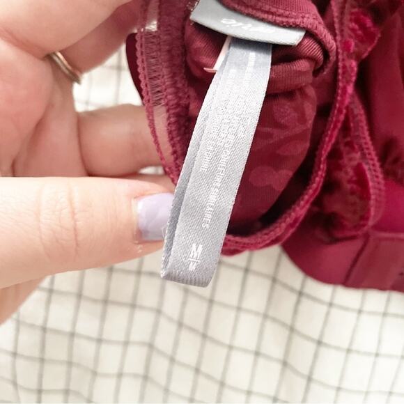 Aerie Dark Red Crushed Velvet High Neck Bralette Size M - Picture 6 of 7